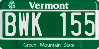 VT license plate BWK155
