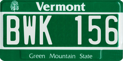 VT license plate BWK156