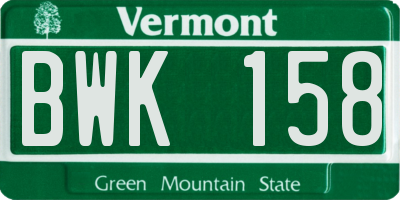 VT license plate BWK158