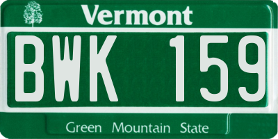 VT license plate BWK159