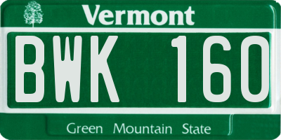 VT license plate BWK160