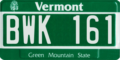 VT license plate BWK161