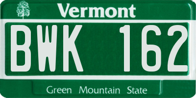 VT license plate BWK162