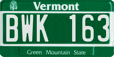 VT license plate BWK163