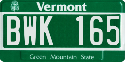 VT license plate BWK165
