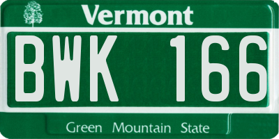 VT license plate BWK166