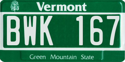 VT license plate BWK167