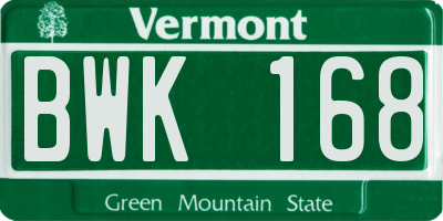 VT license plate BWK168