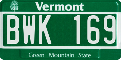 VT license plate BWK169