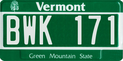 VT license plate BWK171
