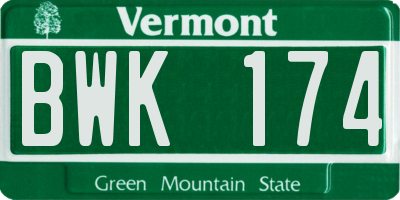 VT license plate BWK174