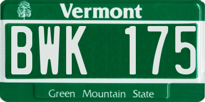 VT license plate BWK175