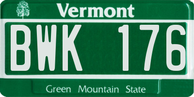 VT license plate BWK176