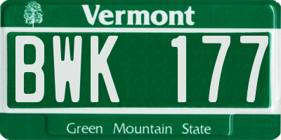 VT license plate BWK177