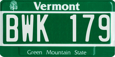 VT license plate BWK179