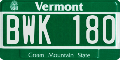 VT license plate BWK180
