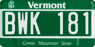 VT license plate BWK181