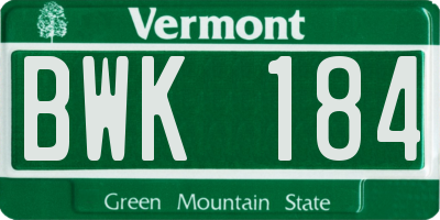 VT license plate BWK184