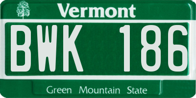 VT license plate BWK186