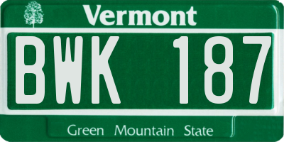 VT license plate BWK187