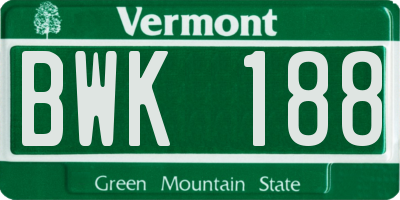 VT license plate BWK188
