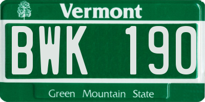 VT license plate BWK190