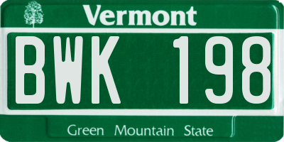 VT license plate BWK198