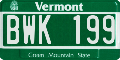 VT license plate BWK199