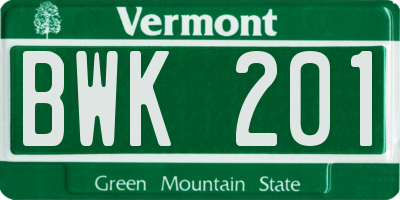 VT license plate BWK201
