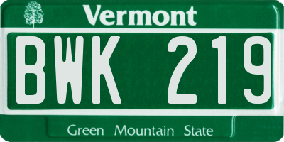VT license plate BWK219