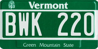 VT license plate BWK220