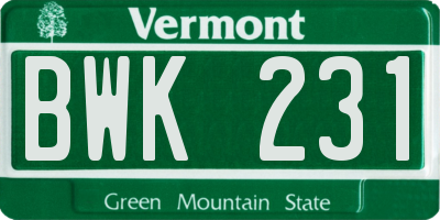 VT license plate BWK231