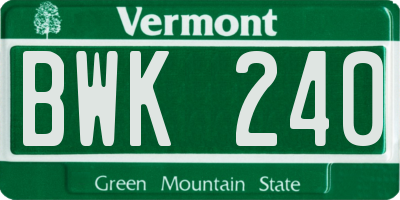 VT license plate BWK240