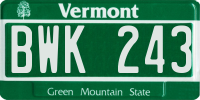 VT license plate BWK243