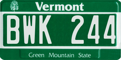VT license plate BWK244