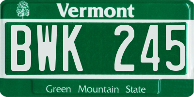 VT license plate BWK245
