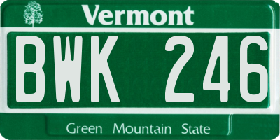 VT license plate BWK246