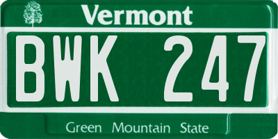 VT license plate BWK247