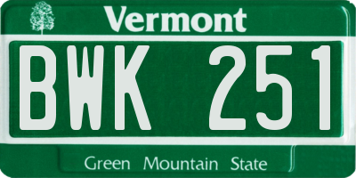 VT license plate BWK251