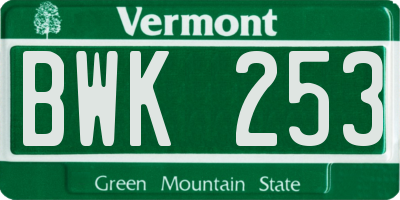 VT license plate BWK253