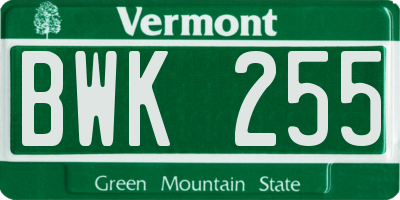 VT license plate BWK255