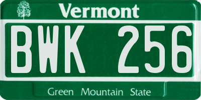 VT license plate BWK256