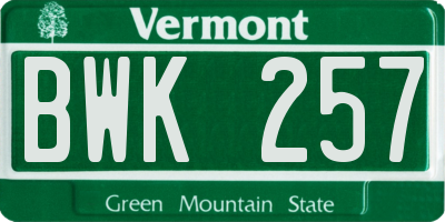 VT license plate BWK257