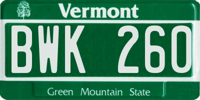 VT license plate BWK260