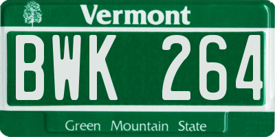 VT license plate BWK264