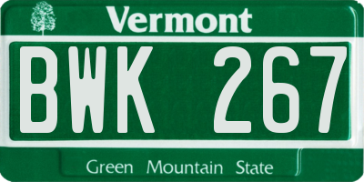 VT license plate BWK267