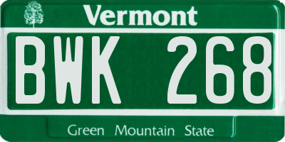 VT license plate BWK268