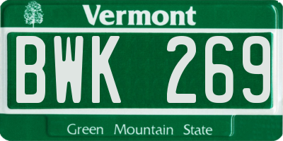 VT license plate BWK269