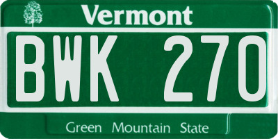 VT license plate BWK270