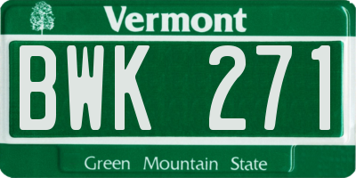 VT license plate BWK271